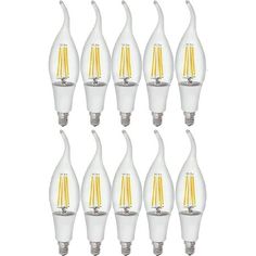 10 pack led candle light bulbs with dim lights on each one side and yellow candles in the