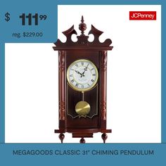 a wooden clock with an ornate design on the front and sides, $ 11 99 reg $ 29 00