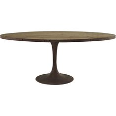 an oval dining table with wooden top and metal base, against a white background or backdrop