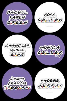 four stickers with the names of different types of items in each one's name