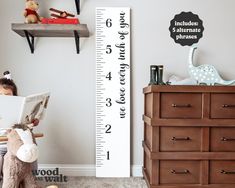 "Want FREE SVGs? Sign up for my newsletter here: bit.ly/woodandwalt Kids Growth Chart SVG Cut File Easily create a farmhouse growth chart to track all those special milestones your little one hits! This growth chart is already measured and prepared to be loaded into Cricut with no sizing adjustments needed! The entire file fills an artboard 23.125\" x 22.5\". After ungrouping, you'll find each number and dashes will fit perfectly on a regular sized Circut mat. If you're working with large mats (12\"x24\"), simply Weld together two sections to retain the pre-measured spacing. If by some chance your file opens in Cricut at a different size, simply ensure your height and width ratio is locked and adjust the width to 22.5\". This will bring your file back into line with the original measuremen Diy Growth Chart, Loved Beyond Measure, Growth Ruler, Kids Growth Chart, Growth Chart Ruler, Watch Me Grow, Growth Chart, Create Sign, Svg Cuts