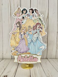 the disney princess sticker is on top of a stand