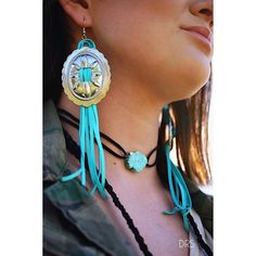 Fringe earrings western jewelry concho earring leather earrings boho southwest long fringes gypsy ro Western Jewerly, Concho Earrings, Rodeo Jewelry, Native Pride, Turquoise Choker, Accessories Inspiration, Turquoise Jewelry Native American