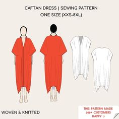 Caftan Dress Sewing Pattern Stylish Maxi Kaftan Dress Kaftan Pattern Pdf Sewing Pattern, Beachwear Dress One Size Covers XXS-8XL - Etsy Sewing Construction, Kaftan Pattern, Long Caftan Dress, Ladies Caftan, Vintage Vogue Sewing Patterns, Maxi Kaftan, Dress Kaftan, Pattern Printable, Seam Allowance