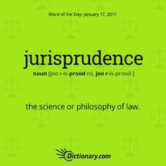 a green poster with the words jurisprudence on it