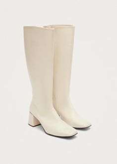 Chalk - White Leather Boots | SVEGAN White Leather Boots, Cream Boots, 2024 Wishlist, Vegan Leather Boots, Chalk White, Winter 2024, Warm White, White Leather, Leather Boots