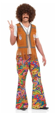 Retro Men Costume, Disco Men Costume, Halloween Costume Ideas, Men Costume Ideas Hippie Outfits Men, 60s Fancy Dress, Hippy Fancy Dress, Hippy Costume, 70s Fashion Hippie, 60s Outfits, Western Outfits Men