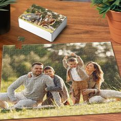 a puzzle with a family photo on it