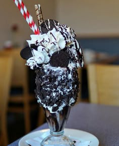 an ice cream sundae with chocolate and marshmallows