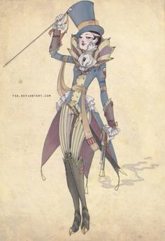 a drawing of a woman dressed in costume