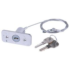 two keys are connected to a lock on a white background