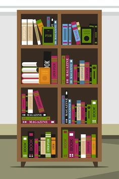 a bookshelf filled with lots of books on top of it's shelves