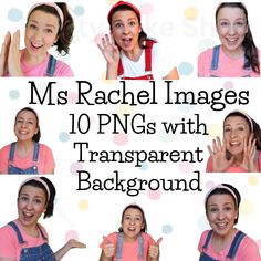 a collage of photos with the words ms rachel images 10 pngs with transparent background