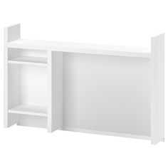 a white shelf with two open shelves next to each other