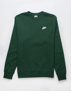 A Wardrobe Staple, The Nike Sportswear Club Fleece Crew Combines A Classic Embroidered Logo On The Left Of The Chest With The Soft Comfort Of Fleece For An Elevated Everyday Look. Soft Comfort. Brushed-Back Fleece Is Soft And Smooth Against The Skin. Secure Fit. Ribbing Around The Hem And Cuffs Ensures A Secure Fit. Standard Fit For A Relaxed, Easy Feel. 80% Cotton, 20% Polyester. Machine Wash. Imported. | Nike Sportswear Club Fleece Crewneck Sweatshirt Crew Neck Sweatshirt Nike, Nike Sweaters, Sweat Shirts, Nike Crewnecks, Nike Crewneck, Wwe T Shirts, Mens Crewneck Sweatshirt, Flannel Sweatshirt, Nike Sweater