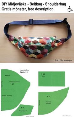 the waist bag is made out of paper and has an attached belt with two different patterns