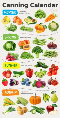 a poster showing different types of vegetables and fruits