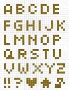 a cross stitch pattern with the letters and numbers in brown, white and black colors