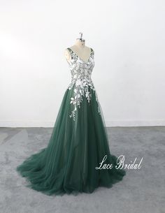 lace wedding dress , dark green tulle wedding gown, full length delicate dress, ball gown wedding dress I1.As always, Custom Made(your own size, your preferred color). 2.I carefully select high-quality beads, pearls, fabrics and threads to create every dress. 3.For this style, I need: Color: Ivory lace + green tulle + ivory lining) Height: Bust: Waist: Hip: Hollow to Floor: telephone number： 4.My promise: All my dresses are sold at such low prices because I am New on etsy and hungrily want to at Emerald Green Wedding Dress, Dark Green Wedding, Delicate Dress, Green Wedding Dresses, Tulle Wedding Gown, Dress Ball Gown, Green Tulle, Green Gown, Etsy Wedding Dress