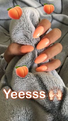 Peach Acrylic Nails Almond, Cuba Nails, Apricot Nails, Vaca Nails, Feminine Nails, Peach Acrylic Nails, Gell Nails, Summer Nails Almond, Peach Nails