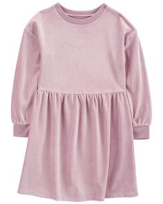 Crafted in fuzzy velour with long sleeves, this cozy dress is perfect for keeping baby warm and stylish, too. Velvet Dress For Toddlers, Best Boutique For Toddlers Winter Dresses, Velvet Toddler Dress, Girls Corduroy Dress, Pink Long Sleeve Dress Toddler, Cozy Dress, Velour Dress, Carter Kids, Free Jeans