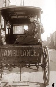 an old photo with the words ambulance on it