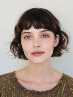 Short Hair With Bangs Round Face, Haircut Short Bangs, Bob Short Bangs, Short Hair Bob With Bangs, Short Bangs Bob, Curly Short Hair With Bangs, Bob With Short Bangs, Fringe Short Hair, Short Hair Hairstyles Easy