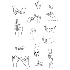 hand gestures drawn in black ink on white paper