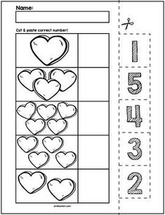 valentine's day worksheet with numbers and hearts