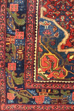 Antique 1930 Nomadic Persian & Turkish Tribal Persian Bijar 4' 4" X 6' 2" Red Rug Navy Palette, Turkish Style, Persian Motifs, Butterfly Photos, Red Accents, Red Rug, Persian Carpet, Red Rugs, Red Background