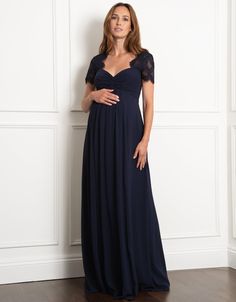 maternity, maternity dress, dress, sweetheart neckline, ruches, empire waist, maxi, lined, soft, silk, georgette, cap sleeve, scallop, shirred, buttons, side zip, lace, short sleeve, navy, blue, midnight, occasion, formal, aldari Postpartum Dresses, Empire Waist Maxi, Dress Sweetheart Neckline, Maternity Nursing Dress, Nursing Dress, Lace Short, Maternity Nursing, Dress With Lace, Maternity Dress