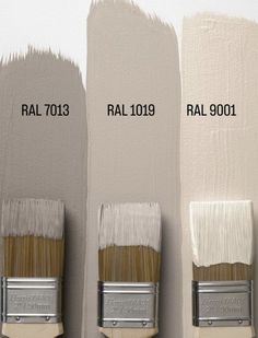 three paint colors with the names ral 1013, ral 1019 and ral 1010