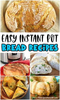 easy instant pot bread recipe collage