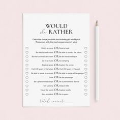 a wedding vows card with a pencil next to it on top of a pink surface