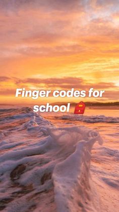 an image of a beach with the words finger code for school