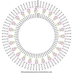 a circular pattern with pink and green flowers