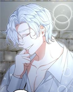 an anime character with white hair and glasses