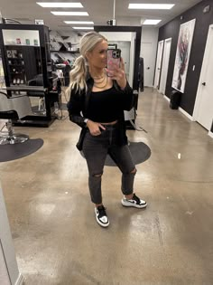 #hairstylistootd #hairdresserootd #hairstylistootdinspo #hairdresserootdinspo #hairstylistinspo #hairdresserinspo #hairdresser #ootd #hairdresserclothing #hairstylistclothing #clothing All Black Outfits Cosmetology, Black Outfits Cosmetology, Fall Outfits For Hairstylist, All Black Outfit For Cosmetology School, Hair Stylist Black Outfits, Hair School Outfits All Black, All Black Outfit Hairstylist, Hairdressers Outfits, Cosmetology Student Outfits