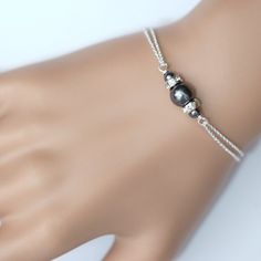 Swarovski Dark Grey Pearl Bridesmaid Bracelet, Bridesmaid Gift, Bridesmaid Jewelry PEARL SIZES: 8mm and 4mm OTHER BRIDESMAID BRACELETS  IN THE STORE: https://www.etsy.com/shop/alexandreasjewels?section_id=12486946&ref=shopsection_leftnav_4 PEARLS AVAILABLE IN OTHER COLORS: Please refer to last photo for color options and kindly note on check-out your preferences. OPTIONS: Silver Plated Setting Sterling Silver Setting  (All metal components except the rhinestones spacers are sterling silver. Rhin Bridesmaid Bracelets, Grey Jewelry, Pearl Bridesmaid Jewelry, Customized Bridesmaid Gifts, Maid Of Honor Gift, Diy Jewelry Tutorials, Jewelry Swarovski, Bridesmaid Pearls, Electroformed Jewelry