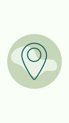 a map with a pin on it in the middle of a green circle and a white background