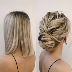 Low Bun for Short Thin Bob Length Hair Neck Length Hair, Sanggul Modern, Updos For Short Hair, Medium Length Updo, Preppy Hairstyles, Hairstyles For Straight Hair, Short Hair Bun, Chin Length Hair