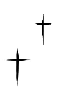 two black crosses on a white background