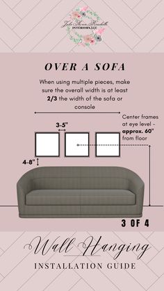 a couch with measurements for it and the text overlay that reads,'how to install