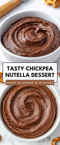 Image for Tasty Chickpea Nutella Dessert Nutella With Chickpeas, Chickpea Nutella Recipe, Easy Deserts Ideas Healthy, Chickpea Chocolate Spread, Healthy Nutella Recipes, Chickpea Dessert Recipes, Nutella Ideas, Healthy Chickpea Recipes