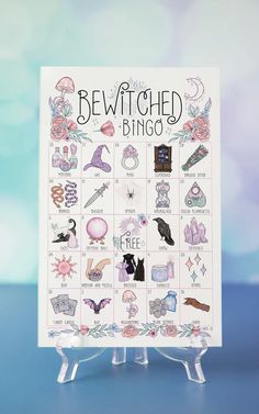 the bewitched bingo game is shown on a table