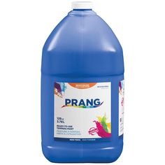 a blue gallon of prang paint on a white background with the words prang