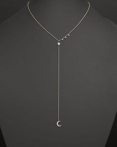 Key Charm Necklace, Diamond Initial Necklace, Fancy Jewellery, Star Moon, Girly Jewelry, Gold Star, Lariat Necklace