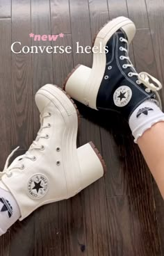 Converse Heels Outfit Ideas, Converse High Heels Outfits, Converse Heels Outfit, Heeled Converse, Shoes Aesthetic Heels, Converse High Heels, Chuck 70 De Luxe Heel, Converse Heels, Cute Converse Shoes