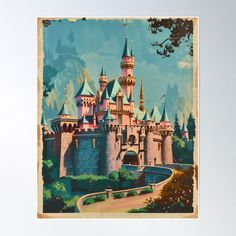 a painting of a castle with turrets and trees on the other side by corb