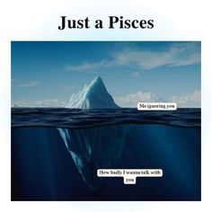 an iceberg floating in the ocean with text that reads just a pisces